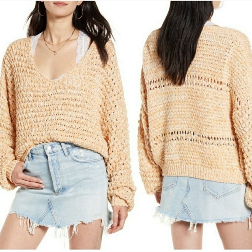Free People coconut wide knit chunky sweater xs but oversized